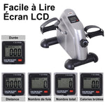 Mini vélo d'appartement pour jambes bras appareil de fitness avec écran LCD dim. 39L x 40l x 31H cm argenté
