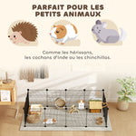 Cage parc enclos pour animaux domestiques bords arrondis fil en acier 140 x 70 x 35 cm noir