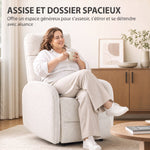 Fauteuil Relax Inclinable, Fauteuil de Relaxation en Peluche Teddy, Assise à Ressorts, Accoudoirs Rembourrés, Crème