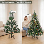 Künstlicher beleuchteter und verschneiter Weihnachtsbaum 120 cm, Weihnachtsbaum, Fernbedienung, 11 Beleuchtungsmodi, 150 LEDs, Grün