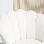 Fauteuil coquillage chaise coiffeuse fauteuil en velours fauteuil de salon avec pieds en métal doré crème