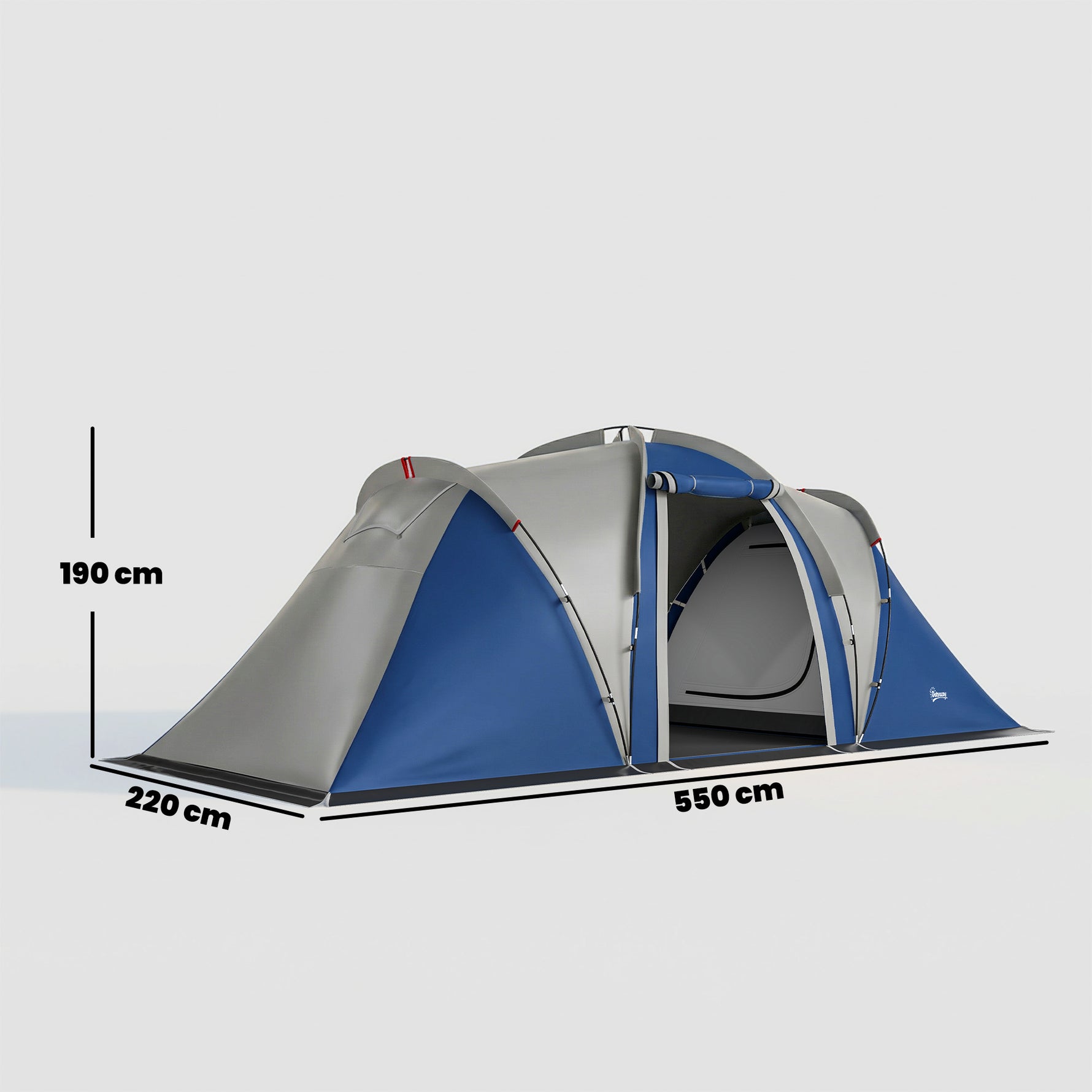 Tente de Camping Double Couche Tunnel Familiale 4-5 Personnes 2 Chambres et Séjour pour 12 Personnes Bleu