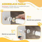 Barrière de sécurité chien barrière extensible 75-145 x 76 cm barrière escaliers couloirs portes sans perçage en acier et ABS blanc