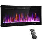 Cheminée électrique mural ou encastrable 900W/1800W, effet flamme à 12 couleurs 5 luminosités, 106,7x9,4x47cm, noir