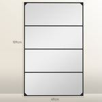 Miroir mural verrière rectangulaire style industriel, horizontal ou vertical avec 4 crochets, en métal noir 109 x 69 cm