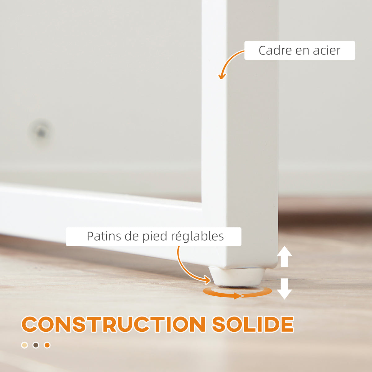 Ilot de cuisine 3 étagères de style moderne et porte-couteaux en acier inoxydable 105 x 65 x 90 cm blanc et naturel