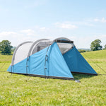 Tente de camping familiale 3 personnes, tente tunnel imperméable, 2 portes fenêtres, ventilée 4,6 x 2,6 x 1,9 m, bleu