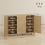 Meuble à chaussures en bambou 18 paires, armoire à chaussures avec portes persiennes et étagères réglables, bois naturel
