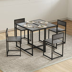 Conjunto de mesa y sillas, mesa de comedor de 3 piezas con 2 sillas apilables, para cocina, salón, hogar, gris