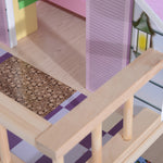 Maison de poupée en Bois Jeu d'imitation 4 Étages pour 3+ ans avec 13 Accessoires Grand réalisme Multi-équipement 60L x 30l x 80H cm Blanc et Rose