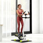 Stepper avec guidon stepper fitness appartement écran LCD résistance réglable exercise hanches jambes lombes pour maison acier blanc, vert, noir