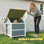 Maison pour Chat Extérieur Toit Ouvrant Fenêtre Panoramique Porte à Lamelles et Plateforme de Repos 101x72,5x81cm Gris