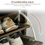 Meuble à chaussures à 3 abattants 18 paires grande capacité pour entrée couloir salon 63 x 24 x 117 cm noyer foncé