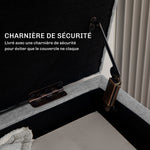 Banc coffre rangement rembourré aspect lin pour chambre à coucher, entrée, salon, charge 220 Kg, 110 x 39 x 45 cm, gris