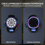 Cible de Fléchettes Électronique Jeu de Fléchettes Électronique lumineuse écran LED surdimensionné rechargeable noir