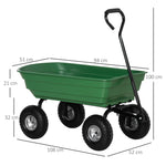 Chariot de Jardin 100L Charge 250 kg, 4 Roues pneumatiques Remorque à Main pour Extérieur 108 x 52 x 100 cm Acier vert