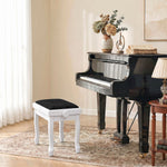 Banc de Piano, Tabouret Piano Réglable en Hauteur 45-56 cm, Banc de Clavier, Siège Rembourré en Velours, Blanc