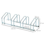 Râtelier 4 vélos dim. 110L x 33l x 27H cm acier galvanisé argent