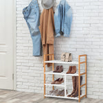 Etagère à Chaussures - étagère de Rangement - Meuble Chaussures 4 Niveaux Bois de pin étagères à Lattes MDF Blanc