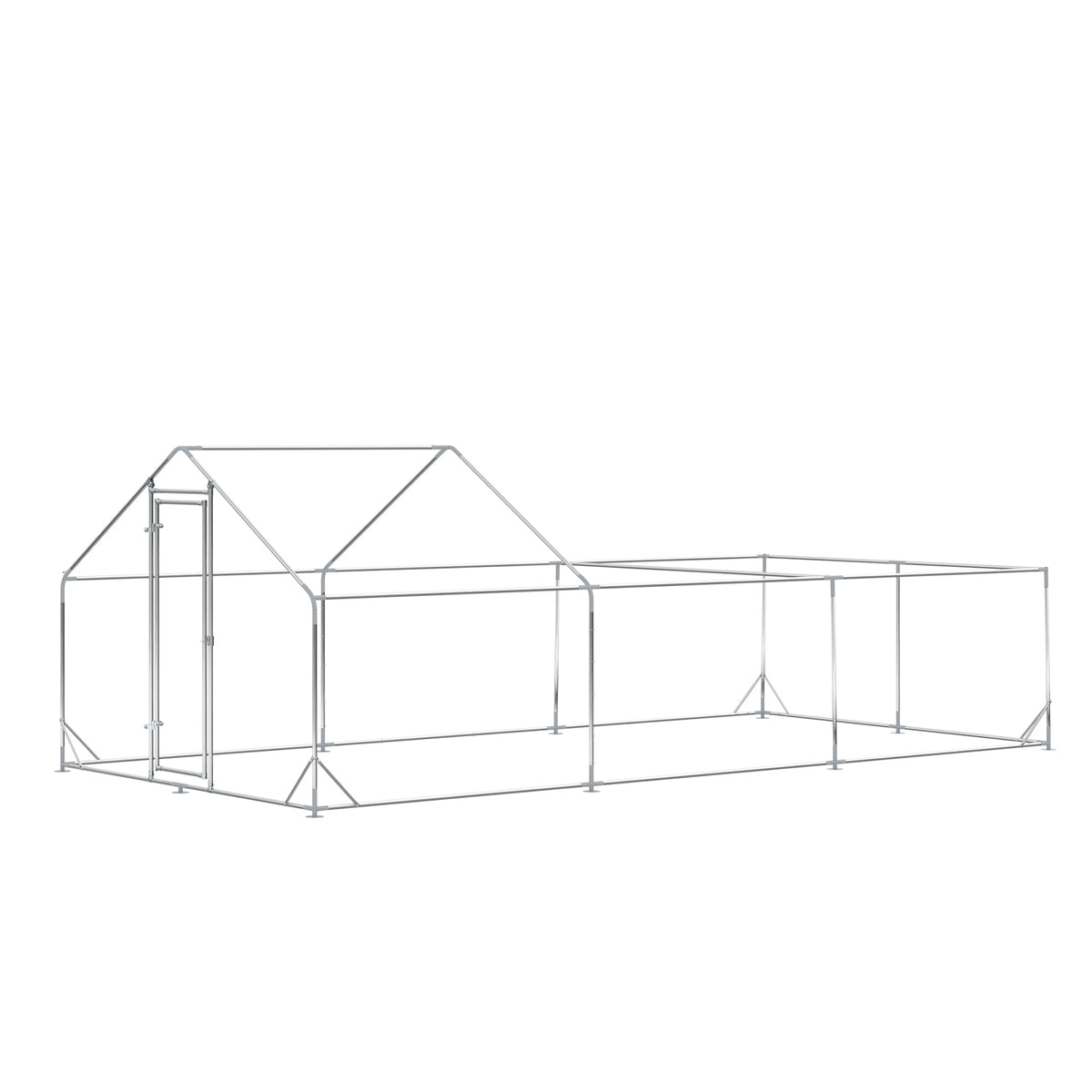Enclos poulailler parc grillagé extérieur 18 m² chenil volière espace couvert acier galvanisé 6 x 3 x 1,95 m-8