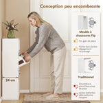 Meuble à chaussures 8 paires, armoire à chaussures, 2 tiroirs rabattables, étagères réglables et compartiment, blanc