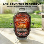 Fumoir 3 en 1 avec 3 Grilles de Cuisson, Thermomètre Intégré, Ventilation Réglable, 62,5x47,5x91cm, Noir