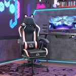 Chaise gaming ergonomique avec Oreilles de Chat, fauteuil gamer avec dossier inclinable, 65 x 62 x 124 cm, noir