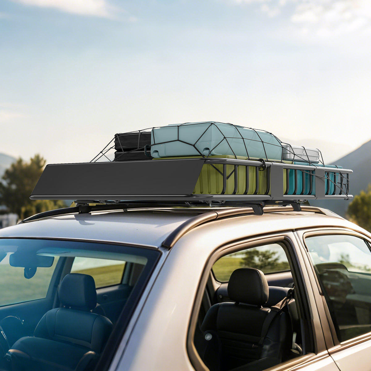 Porte-bagages Galerie de toit pour voiture en métal réglable en longueur de 109 à 162L cm Charge max 100kg