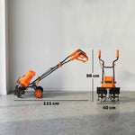 Motobineuse Électrique Motoculteur 1500W 6 Lames 65Mn Largeur 40cm Profondeur 20cm Pliable et Étanche IPX4 Orange