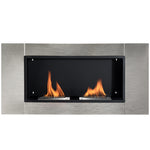 Cheminée bioéthanol Murale encastrable brûleur 2*0,9 L, environ 3 h de durée de combustion 110L x 14,5l x 54H cm Couverture 25-30 m² Acier inox