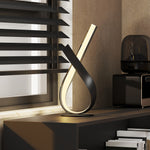 Lampe à poser design contemporain - lampe de table design spirale - dim. 21L x 15l x 43H cm - alu. noir LED blanc chaud