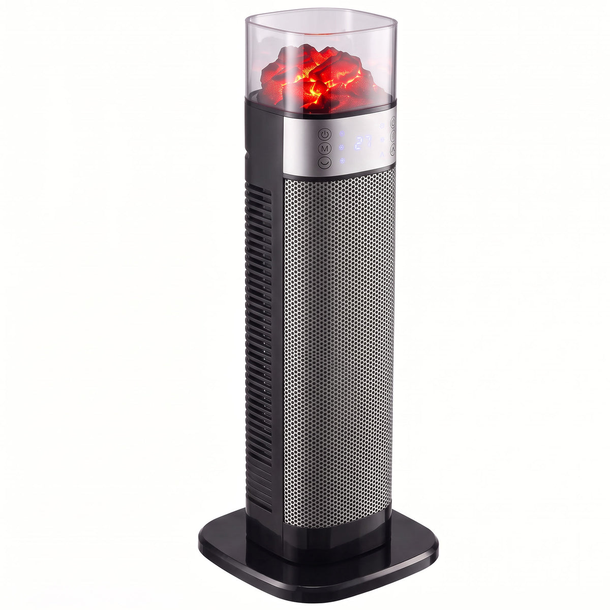 Keramik-Zusatzheizung 2000W, Elektrischer WLAN-Heizkörper, App- & Sprachsteuerung, 5 Modi, 3D-Flammeneffekt, Schwarz