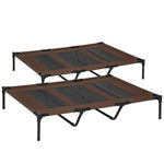 Lot de 2 Lits sur pieds XXL pour chien chat lit de camp animal 122L x 92l x 23H cm marron clair