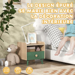 Table de chevet enfant table de nuit enfant avec tiroir et niche, petite table d'appoint en bois pour chambre d'enfant