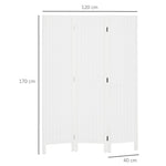 Paravent en bois séparateur de pièce closion intérieur pliable 3 panneaux en bois 120 x 170 cm blanc