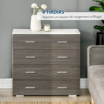 Commode meuble de rangement style contemporain 4 tiroirs 76 x 35 x 72 cm blanc et gris