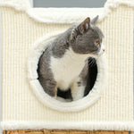 Niche pour chat d'intérieur à 3 niveaux, tour pour chat avec griffoir en sisal à griffer 41 x 41 x 75,5 cm, crème