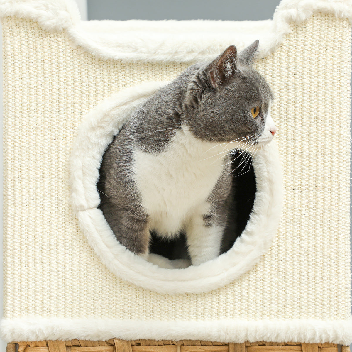 Niche pour chat d'intérieur à 3 niveaux, tour pour chat avec griffoir en sisal à griffer 41 x 41 x 75,5 cm, crème