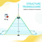 Barre de gymnastique pour enfants, barre horizontale pliable à hauteur réglable avec anneaux de gymnastique, cyan