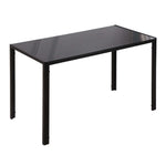 Mesa de comedor para 4 personas, mesa de cocina con tablero de vidrio templado y patas de metal, 120x60x75cm, negro