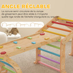 Triangle d'escalade enfant avec rampe réversible toboggan bascule et structure d'escalade multicolore