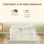 Enclos parc modulable pour petits animaux 12 panneaux pour chiot, cochon 105 x 105 x 45 cm blanc