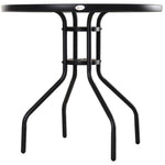 Table Ronde Bistro de Jardin Ø 80 x 72H cm Espace Installation Parasol Acier époxy Noir Plateau Verre trempé