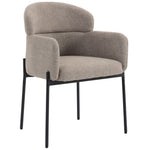 Fauteuil Salon, Fauteuil d'Appoint Rembourré en Chenille avec Dossier Courbé et Accoudoirs, Pieds en Métal, Marron Clair