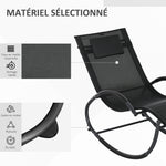 Chaise longue à bascule avec tétière utilisation extérieure intérieure noir