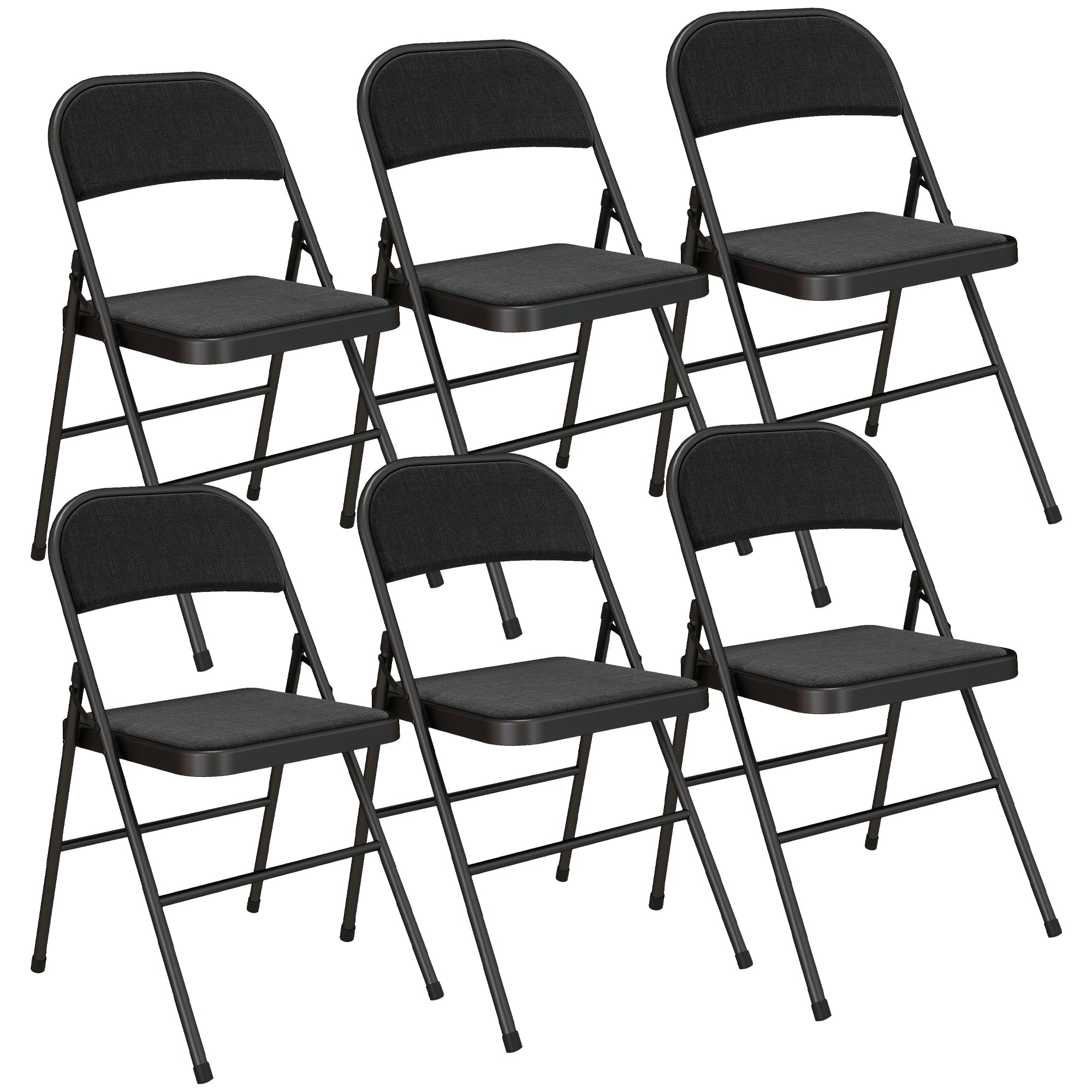 Juego de 6 sillas plegables, sillas de comedor portátiles, estructura de acero, 45 x 46 x 78 cm, negro
