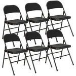 Lot de 6 chaises pliantes chaises de salle à manger portables cadre en acier 45 x 46 x 78 cm noir