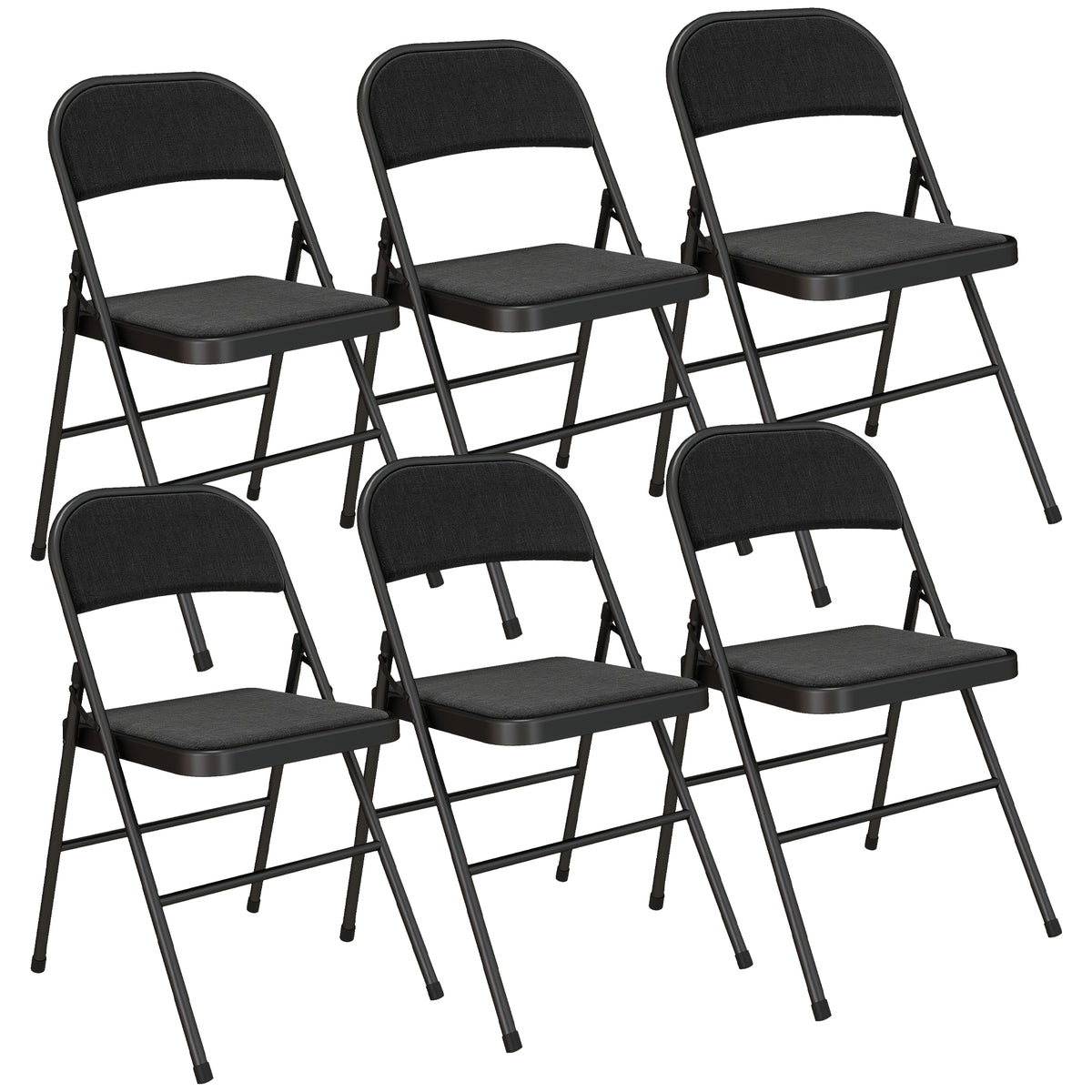 Lot de 6 chaises pliantes chaises de salle à manger portables cadre en acier 45 x 46 x 78 cm noir