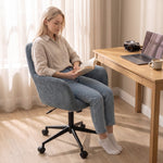 Chaise Bureau Ergonomique, Fauteuil de Bureau en Chenille avec Hauteur Réglable, Fonction Bascule, Bleu