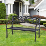 Banc de Jardin terrasse en Acier Fonte Noir 2 Places 127 x 60 x 87 cm Charge Max 240 Kg